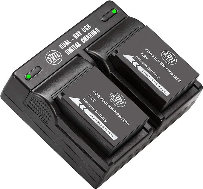 BM Premium 2 Pack of NP-W126S Battery and Dual Bay Battery Charger for Fujifilm FinePix X-S10, X-... | Amazon (US)