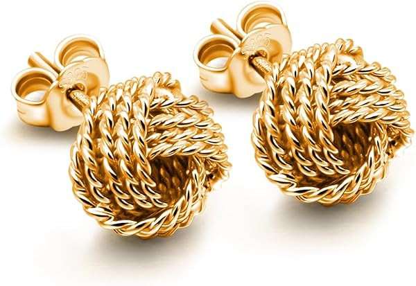 Women 925 Sterling Silver Love-Knot Earring Italian Design 0.35''& 0.43''Lightweight Twisted Love... | Amazon (US)