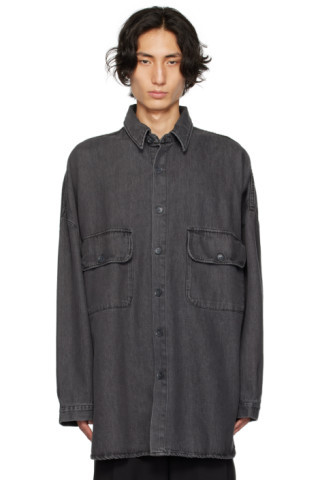 The Frankie Shop - Gray Dallas Denim Shirt | SSENSE