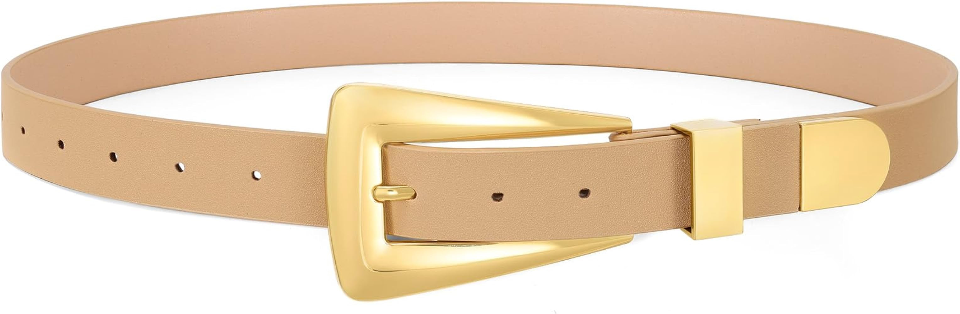 Women's Leather Belts for Jeans Pants Fashion Leather Waist Belt Ladies Dress Belts with Gold/Sil... | Amazon (US)