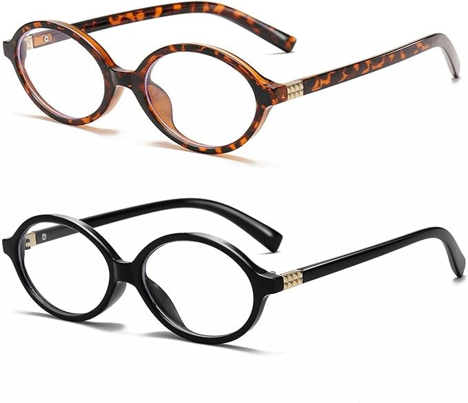 Fashion Oval Glasses for Women Men Retro Round Tortoise Frame Blue Light Glasses Nerd Eyeglasses | Amazon (US)
