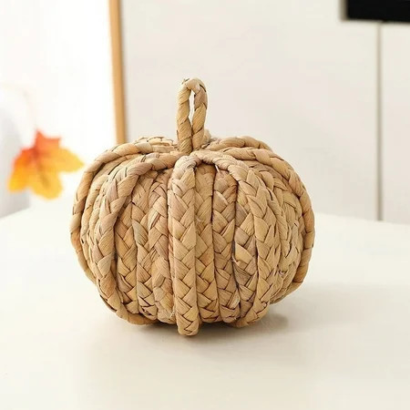 CY5O5ee 1PCS 3.94inch Handmade Woven Pumpkin Fall Decor, Woven Wicker Pumpkins Halloween Christmas Thanksgiving Decorations, Fall Centerpieces for Table Porch Mantel Indoor | Walmart (US)