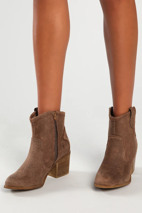 Unite Taupe Snake Ankle Booties | Lulus (US)