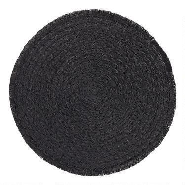 Round Black Braided Placemat With Fringe Set Of 4 | World Market