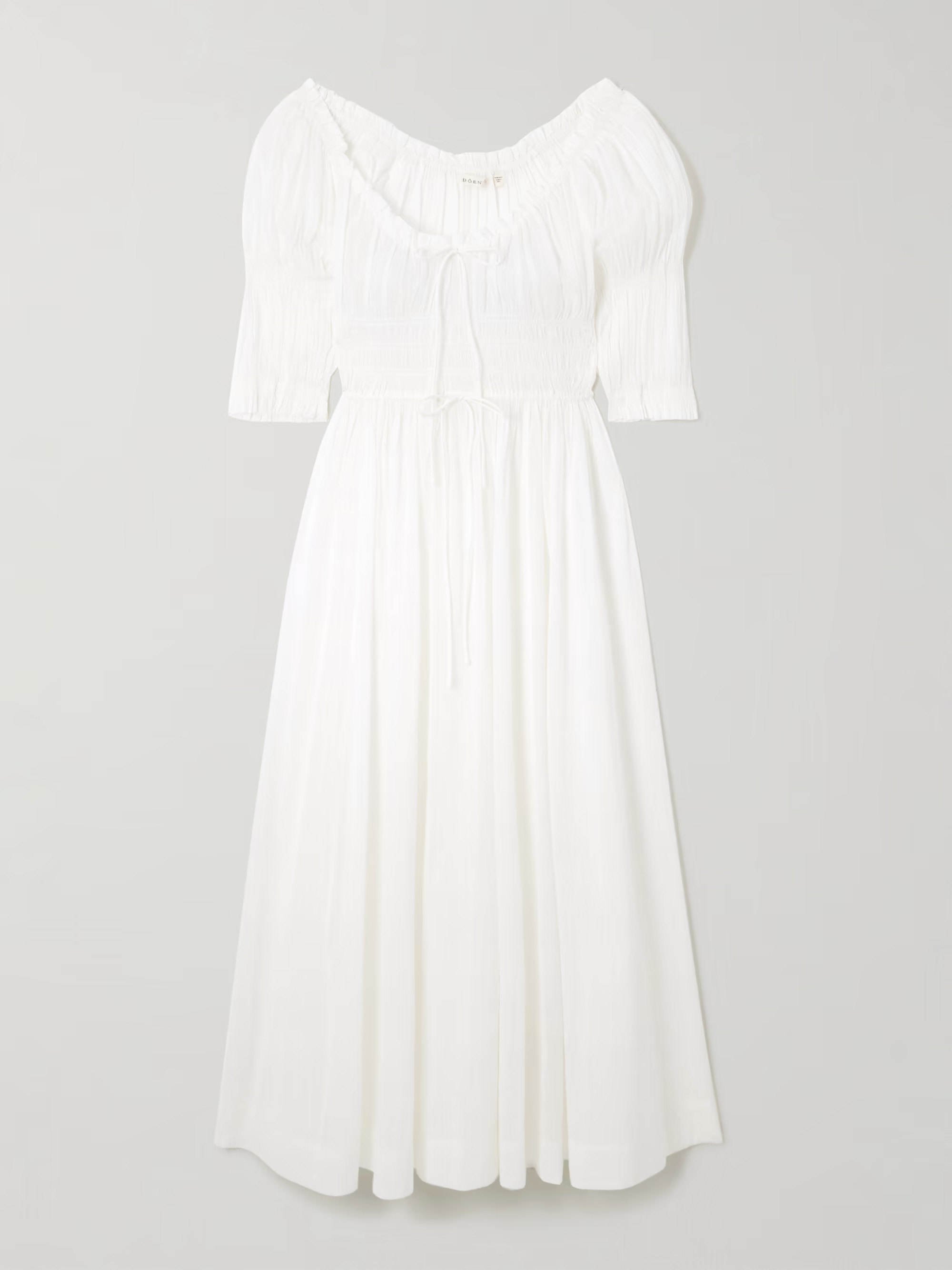 Ischia shirred organic cotton-voile midi dress | NET-A-PORTER (US)