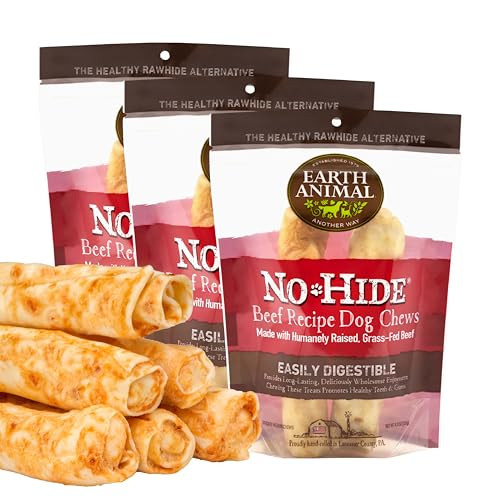 EARTH ANIMAL No Hide Medium Beef Flavored Natural Rawhide Free Dog Chews Long Lasting Dog Chew St... | Amazon (US)