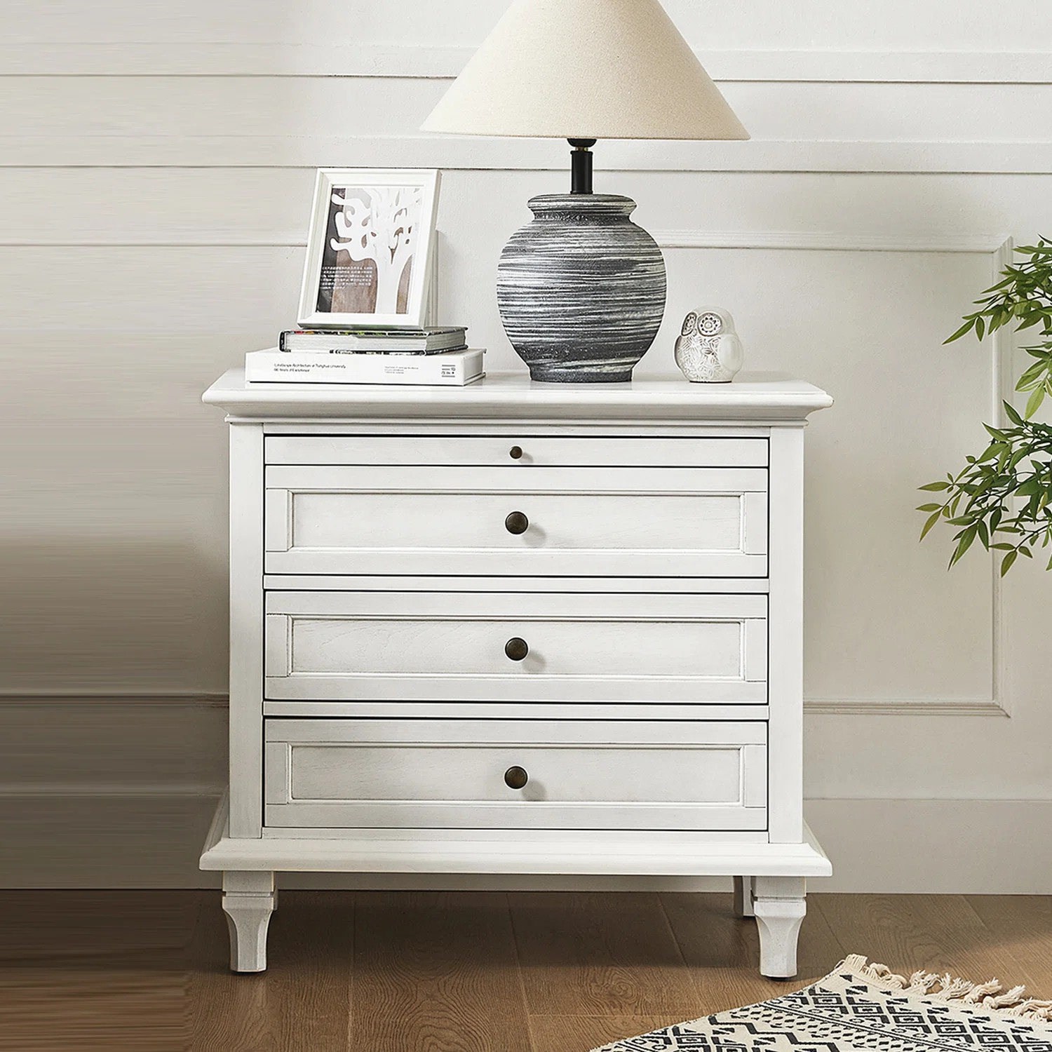 Arthelia Traditional 28.37''W 3-Drawer End Table with Charging Station and Pull-out Shelf | Wayfair North America