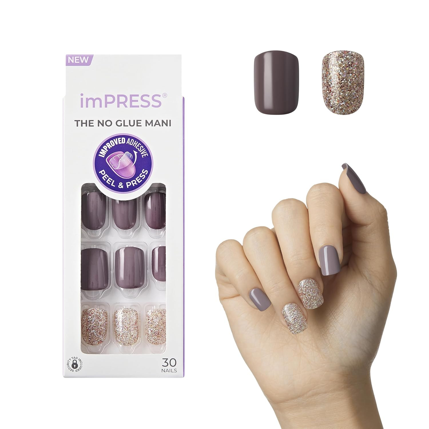 KISS imPRESS Press-On Manicure Nail Kit with Prep Pad, Mini Nail File, Cuticle Stick, 30 Fake Nai... | Amazon (US)
