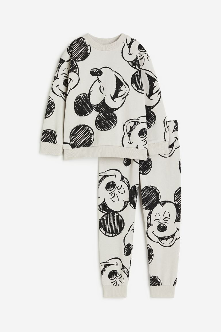 2-piece Printed Sweatsuit - Light gray/Mickey Mouse - Kids | H&M US | H&M (US + CA)