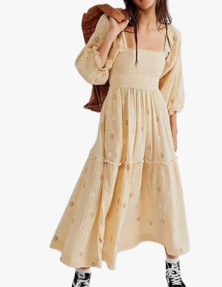 IN MY AMAZON CART: This cuuuuute Free People lookalike dress! A fraction of the price, so thought I'd give it a try! It's not prime shipping, but the price is only $30 + $9 shipping, sooooo still way less $$ than the FP version! Excited to try it out, since I have the original FP one to compare it to! I got it in Apricot (pictured). 

#LTKfindsunder50 #LTKstyletip #LTKfindsunder100