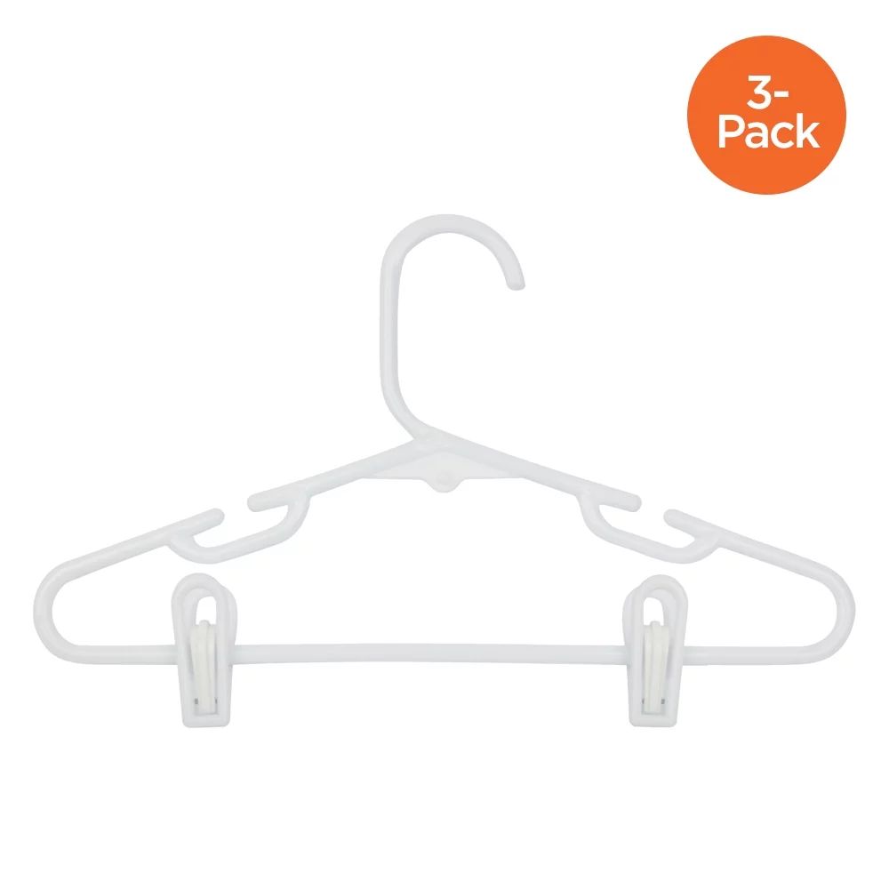 Honey-Can-Do Kid's Tubular Plastic Clothes Hangers with Clips, 3 Count | Walmart (US)