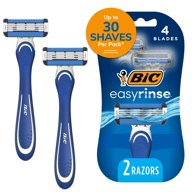 BIC EasyRinse Anti-Clogging Men's Disposable Razors, 4 Blades, 2 Count | Walmart (US)