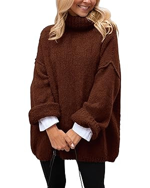 PRETTYGARDEN Women's Knit Oversized Sweater Fall Fashion Casual Long Sleeve Turtleneck Loose Chun... | Amazon (US)