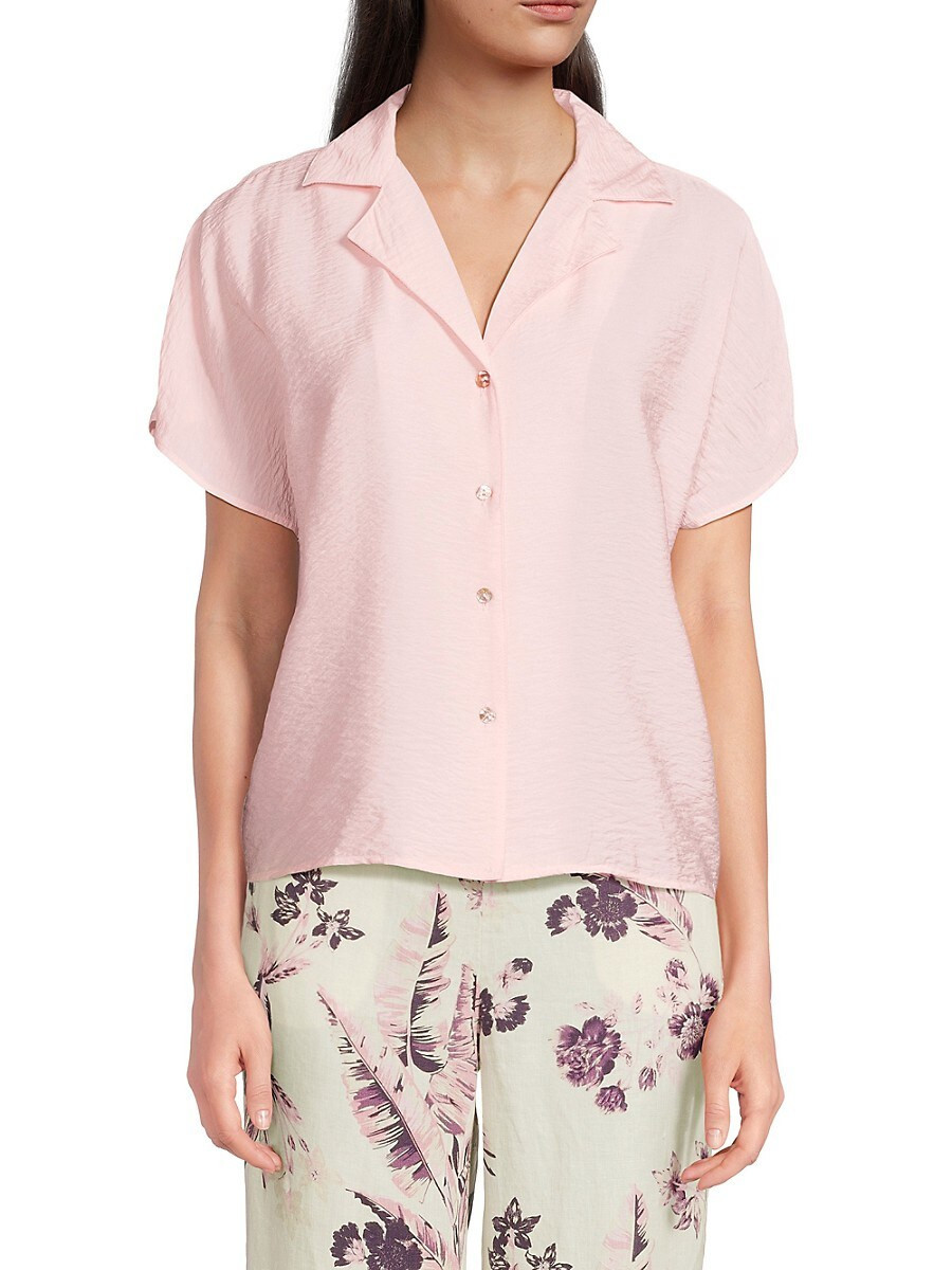 Saks Fifth Avenue Women's Hammered Satin Camp Shirt - Pony Pink - Size M | Saks Fifth Avenue OFF 5TH