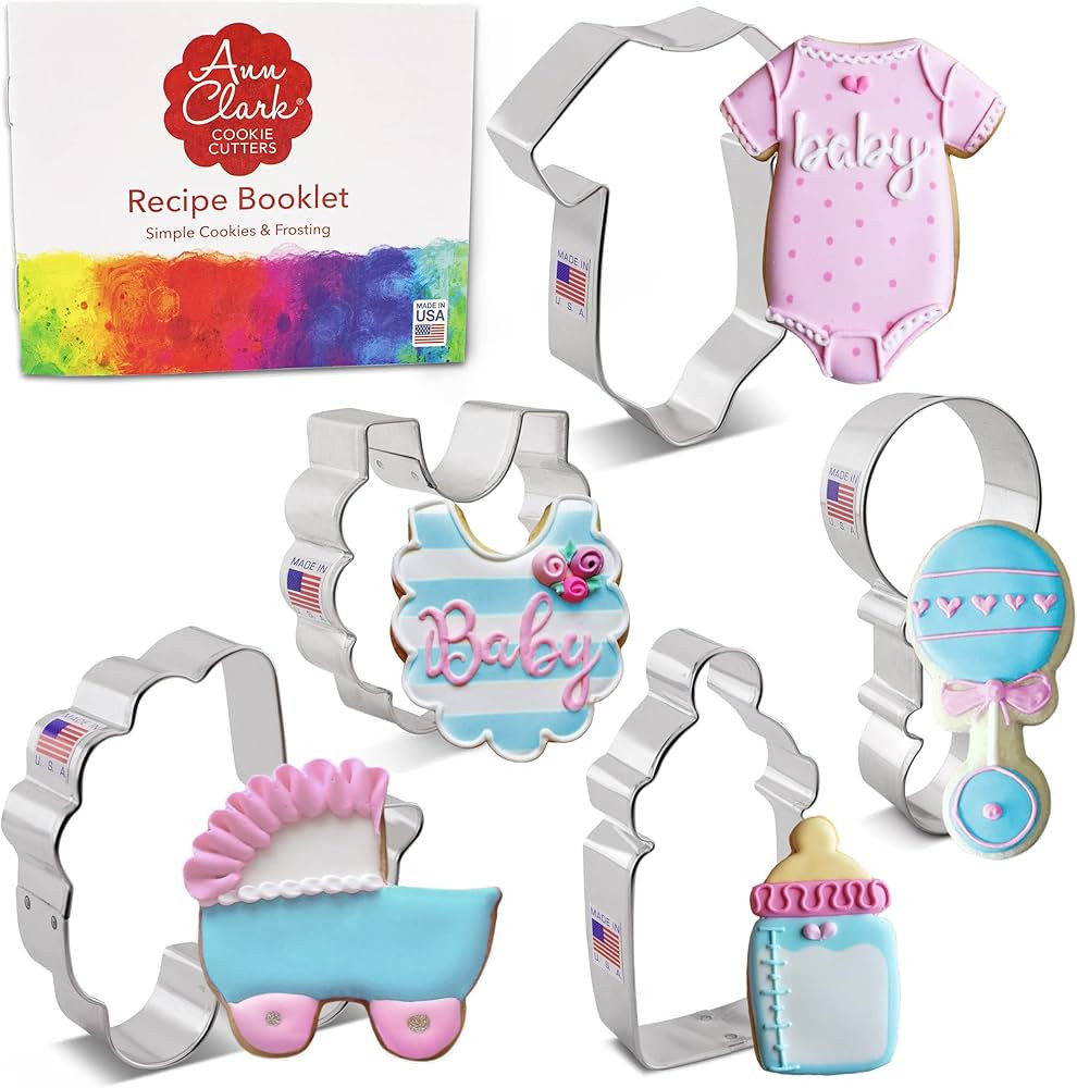 Baby Shower Cookie Cutters 5-Pc. Set Made in The USA by Ann Clark, Onesie, Bib, Rattle, Baby Bott... | Amazon (CA)
