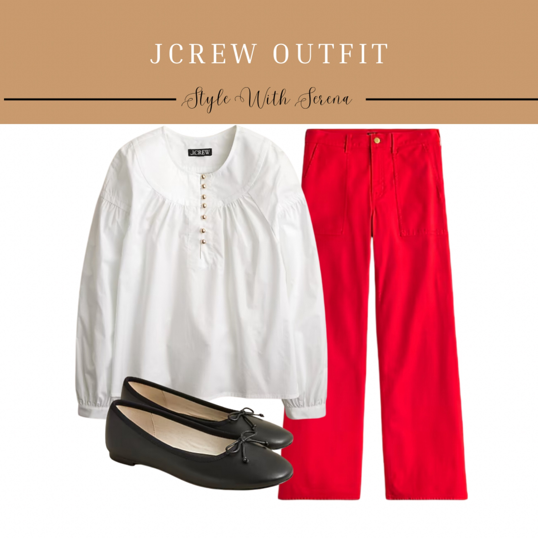 Jcrew outfit, Jcrew style, Jcrew fashion, red pants, white blouse, flats, spring outfit

#LTKOver40 #LTKFindsUnder100 #LTKStyleTip