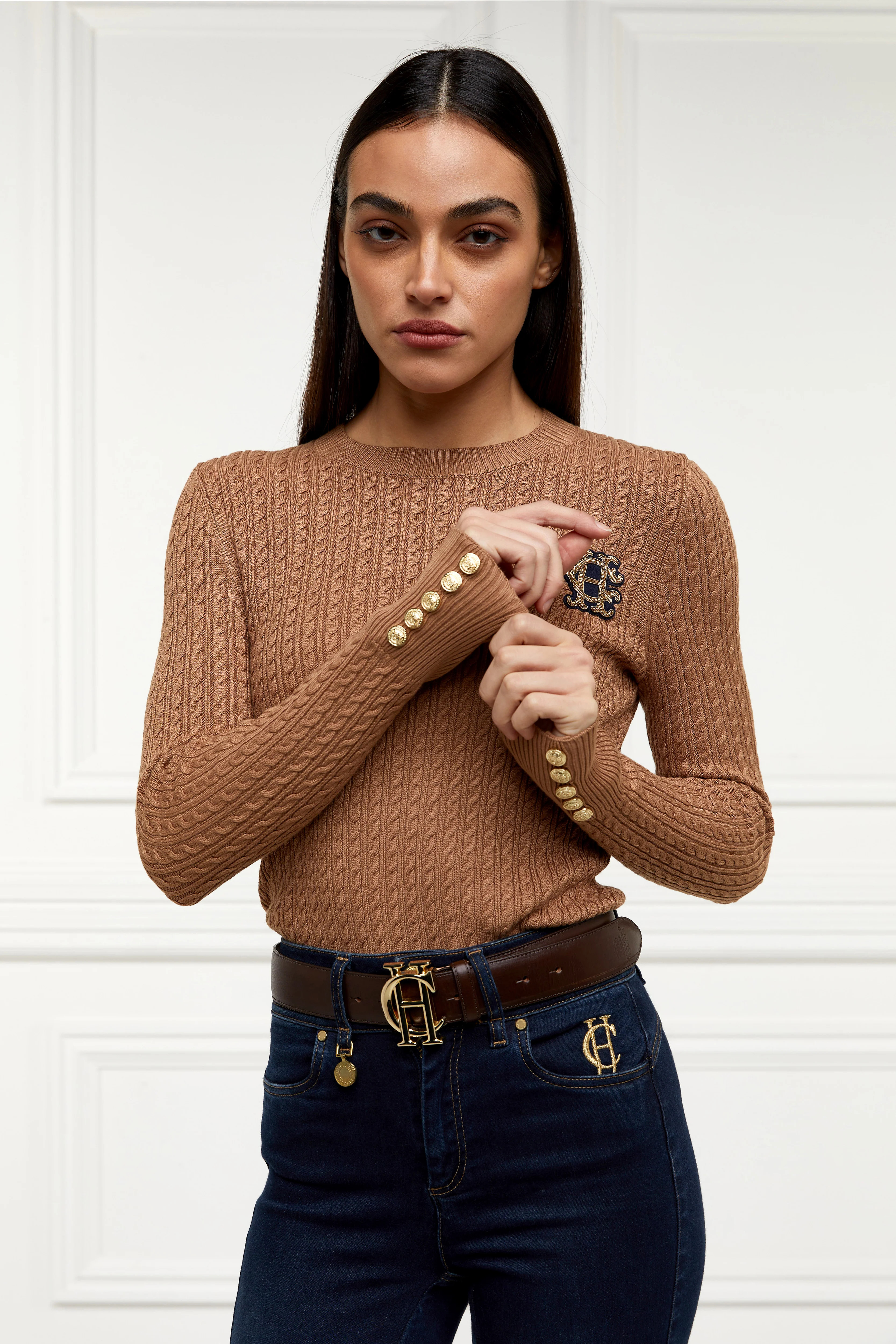 Princeton Crew Neck Knit (Dark Camel) | Holland Cooper