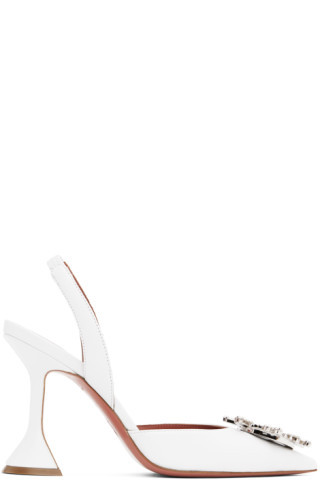 Amina Muaddi - White Begum Sling Heels | SSENSE