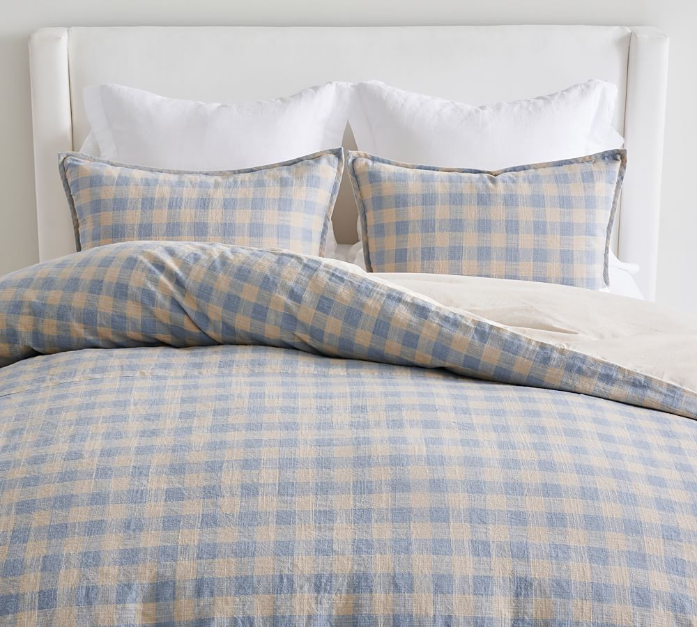 Dalton Check Linen/Cotton Duvet Cover | Pottery Barn (US)