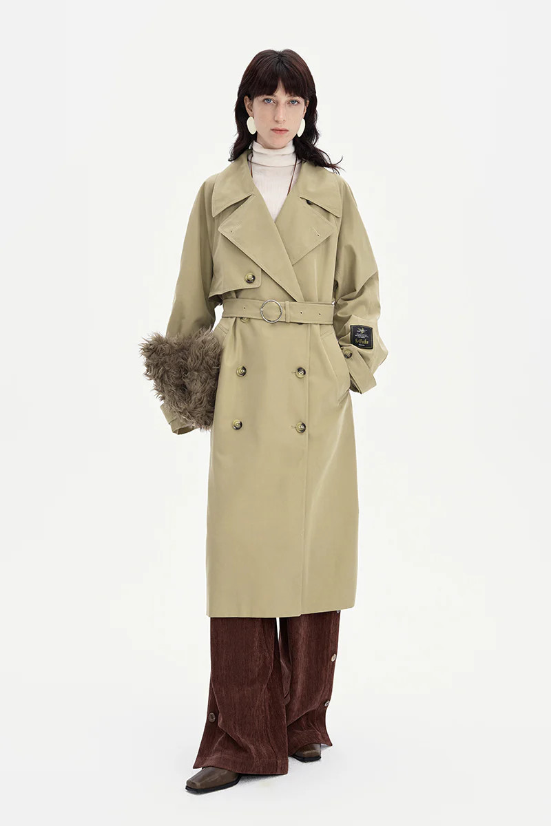 Old money style khaki trench coat for women classic double-breasted de | SELFWHO