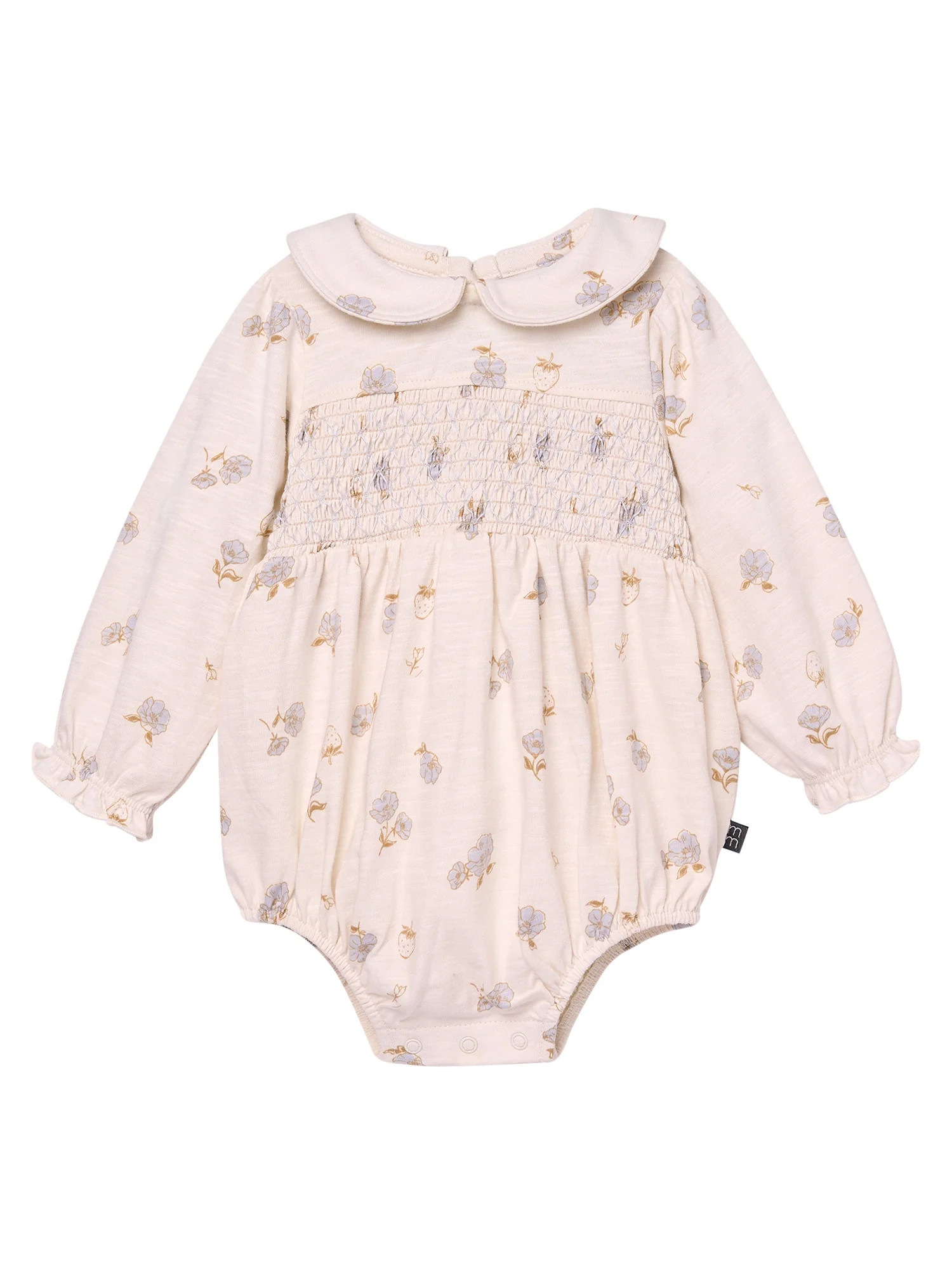 Modern Moments by Gerber Baby Girl Smocked Long Sleeve Bubble Romper, Sizes 0/3 Months - 24 Month... | Walmart (US)