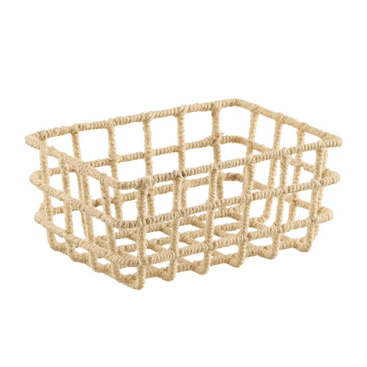 The Container Store Lattice Jute Wrapped Metal Basket | The Container Store