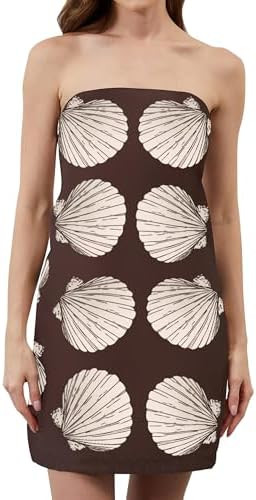 Floral Tube Bandeau Mini Dress Women Summer Sleeveless Strapless Short Dresses Casual Off Shoulde... | Amazon (US)