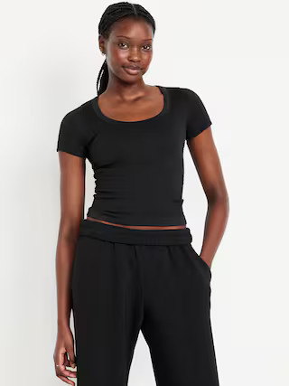 Exhale Seamless Cropped Rib T-Shirt | Old Navy (US)