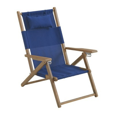 Beach Chair - Outdoor Weather-Resistant Wood Folding Chair with Backpack Straps - 4-Position Reclining Seat - Beach Essentials by Lavish Home (Blue) | Target