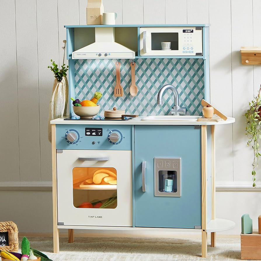 Tiny Land Play Kitchen for Kids, Wooden Kids Play Kitchen Playset Chef Pretend Play Set for Toddl... | Amazon (US)