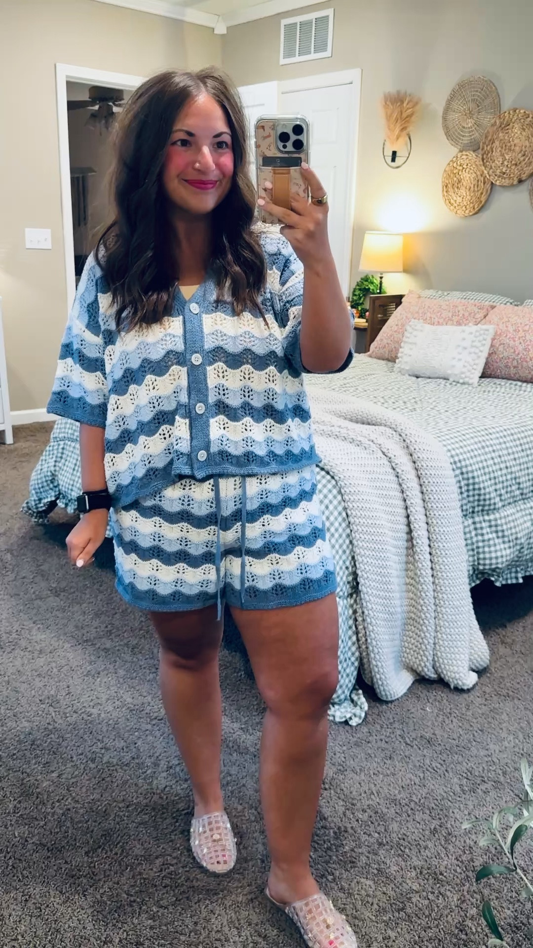 Currently living in matching sets 🤍 this crochet set from Target is giving effortless summer outfit energy ✨j

elly flats: fit true to size // wearing a 5 (surprisingly comfy)
shorts: fit true to size // wearing a large
t-shirt cardigan: fits true to size (definitely a cropped fit) // wearing a large 

 #LTKootd #LTKMidsize