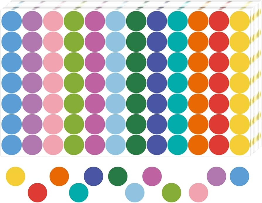 REGELETO 4200 PCS 0.75 Inch 12 Colors Round Colored Dot Stickers for Toddlers Teaching Papers, Co... | Amazon (US)