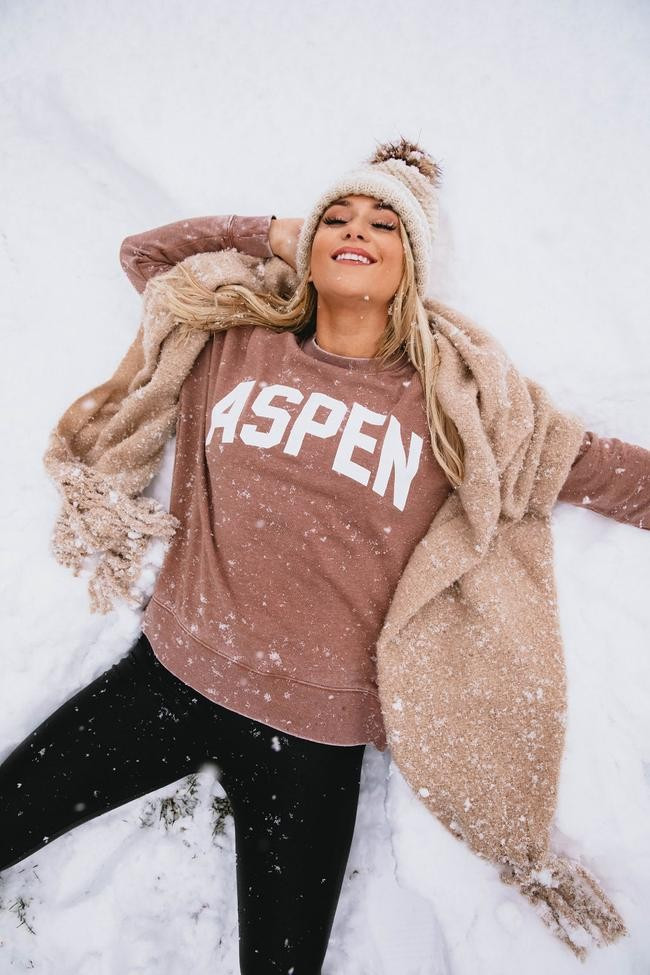 Aspen Block Rust Graphic Sweatshirt | The Pink Lily Boutique