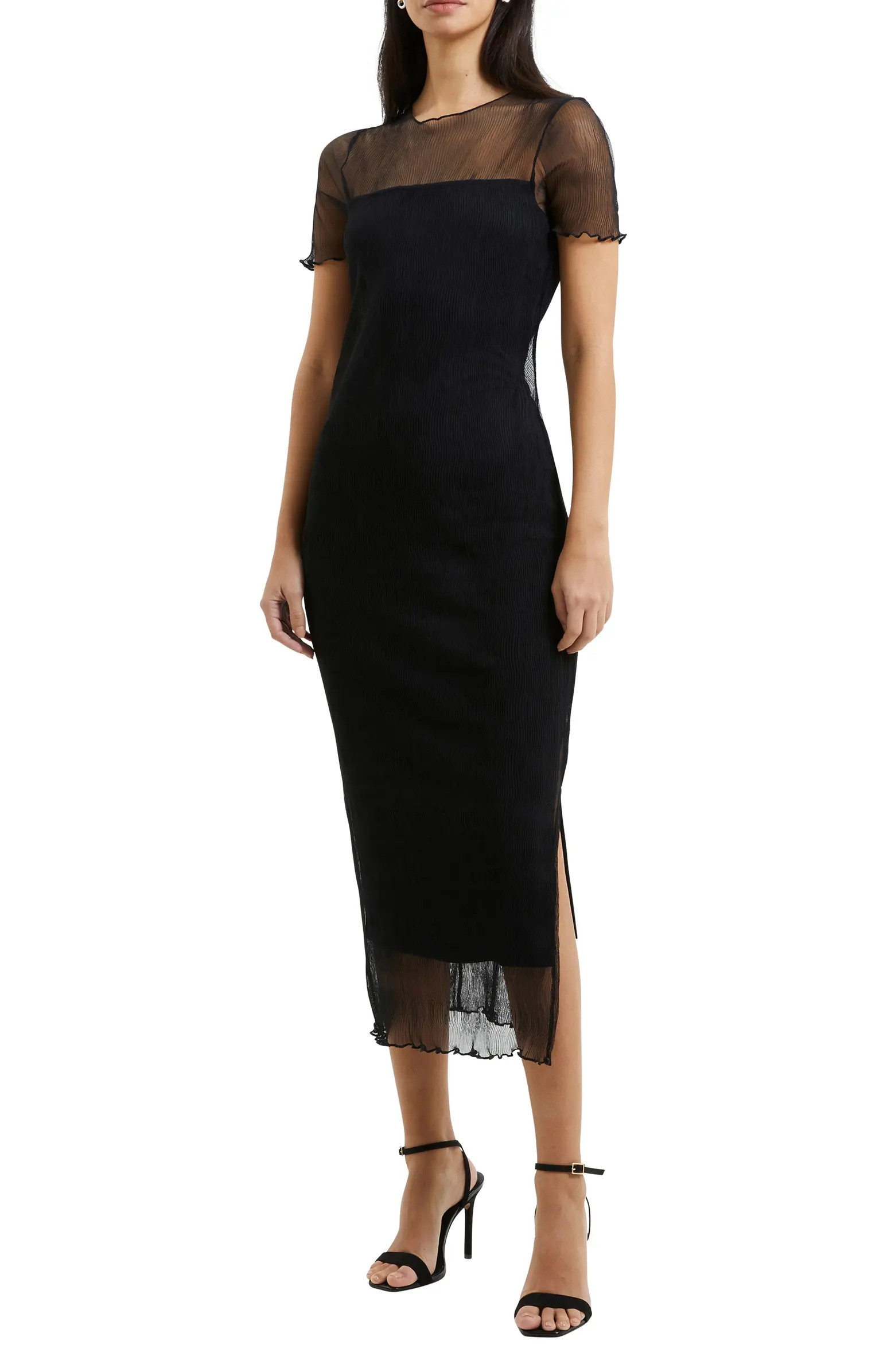 Saskia Sheer Yoke Midi Dress | Nordstrom