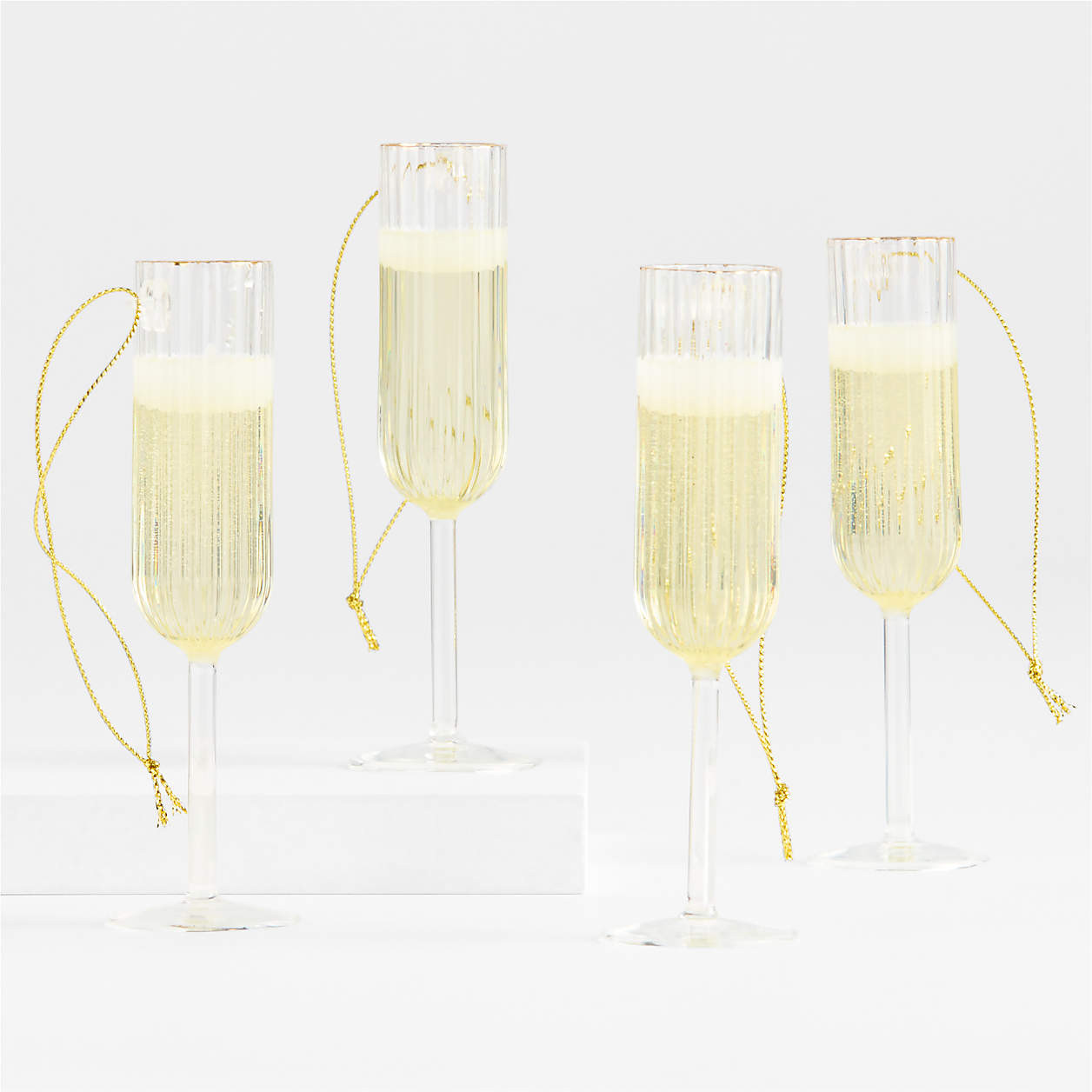 Champagne Glass Christmas Tree Ornament, Set of 4 + Reviews | Crate & Barrel | Crate & Barrel