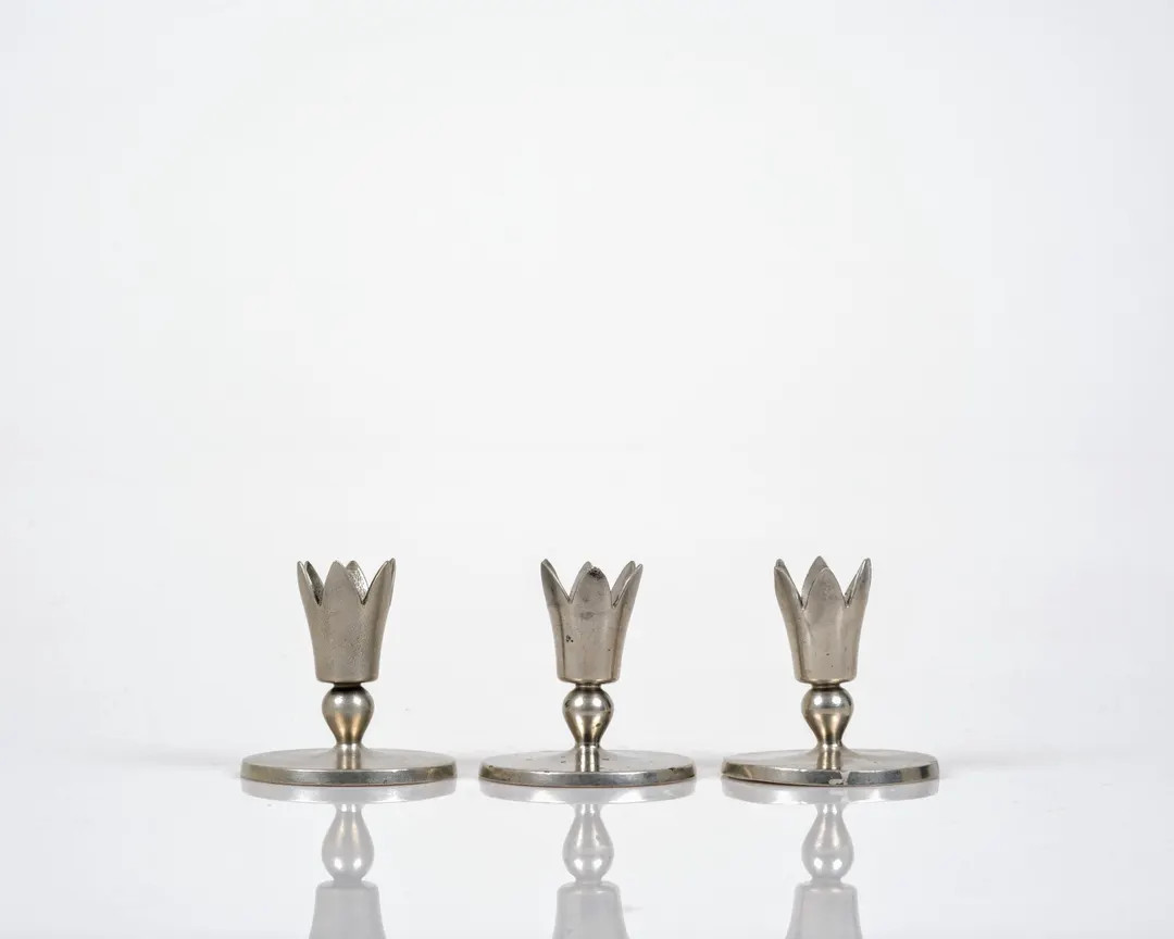 Edvin Ollers: 3 Pewter Candlesticks - 1930s Scandinavian Design | Etsy (US)