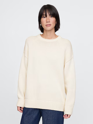 100% Cotton Oversized Boyfriend Sweater | Gap (CA)