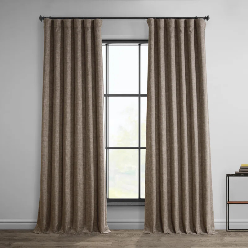 Faux Linen Textured Room Darkening Curtains for Bedroom & Living Room Curtains - Single Panel dra... | Wayfair North America