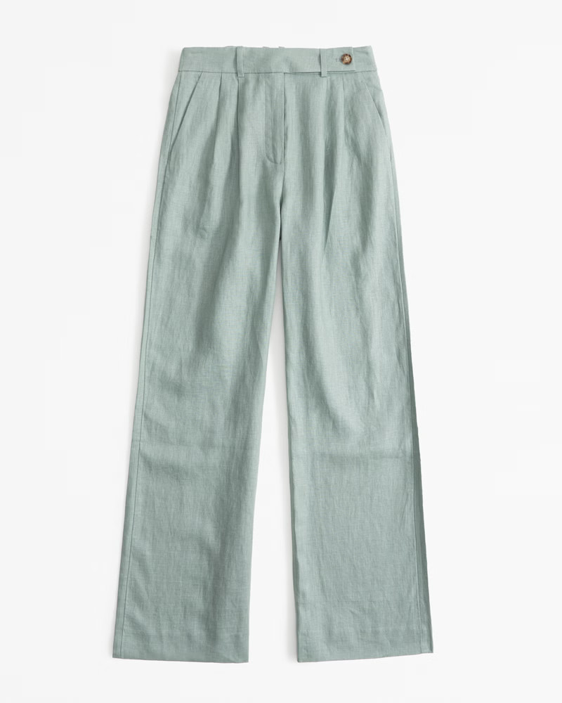 Women's A&F Sloane Tailored Premium Linen Pant | Women's Clearance | Abercrombie.com | Abercrombie & Fitch (US)