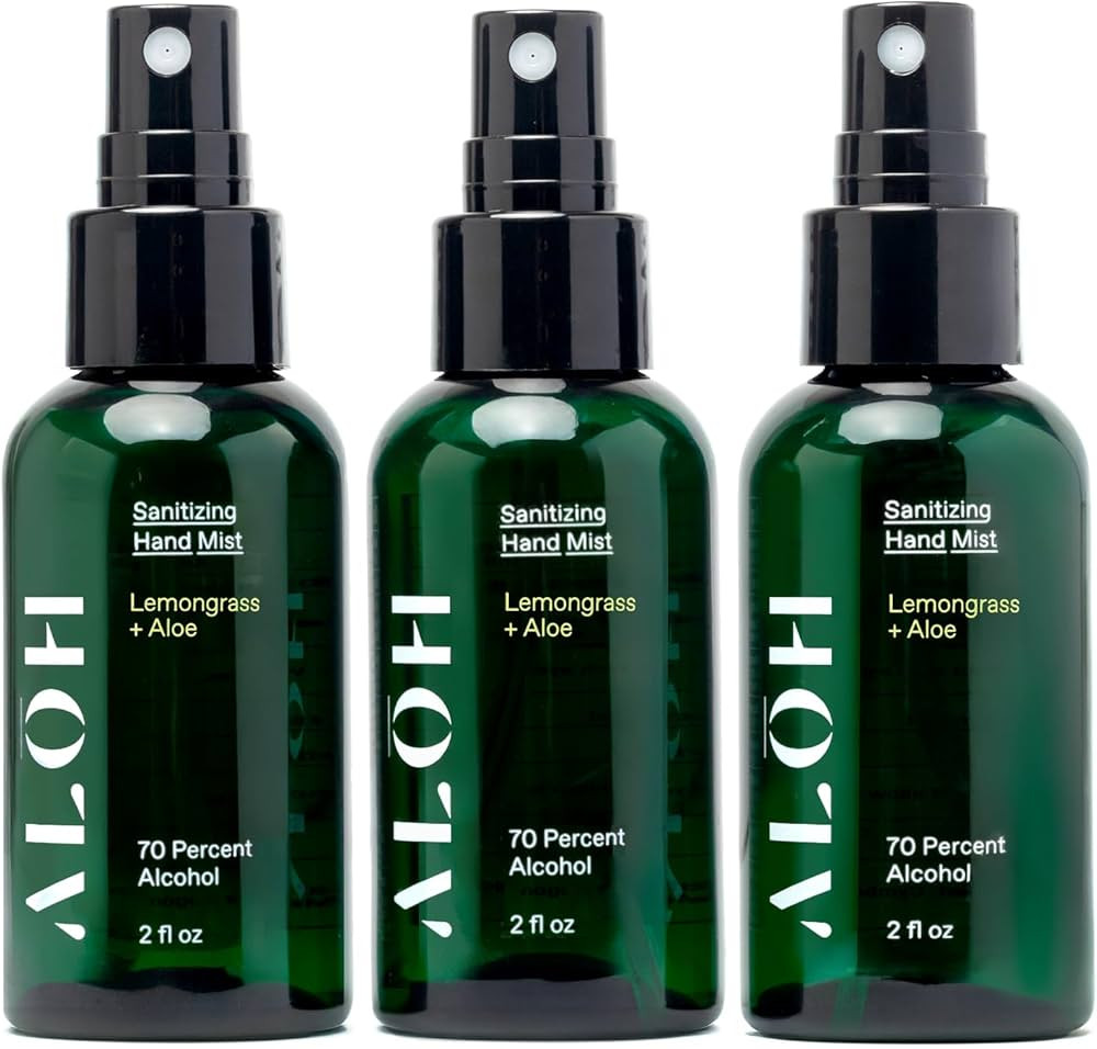 ALOH Hand Sanitizer Spray Liquid 3-pack | Lemongrass | 70% Alcohol Hydrating Hand Sanitizer Spray... | Amazon (US)