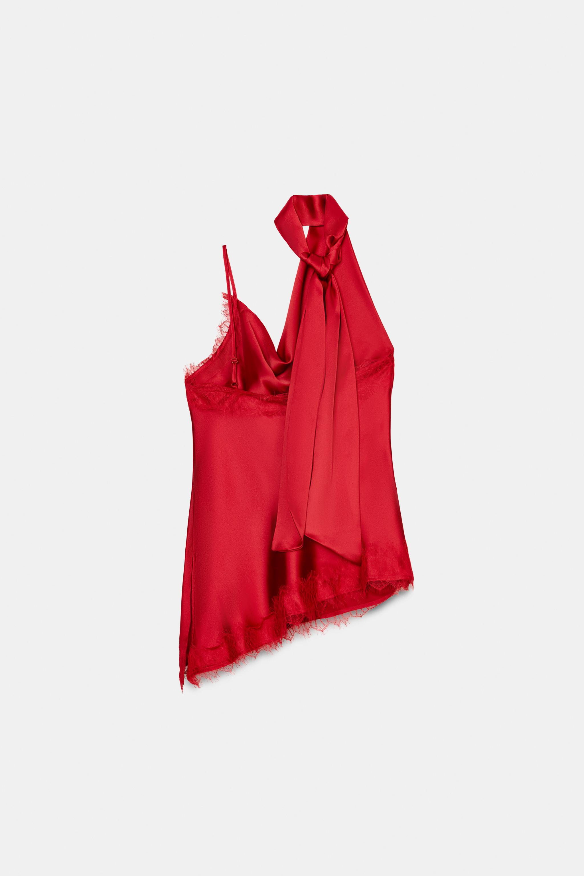 COMBINED LACE-TRIMMED TOP | Zara UK