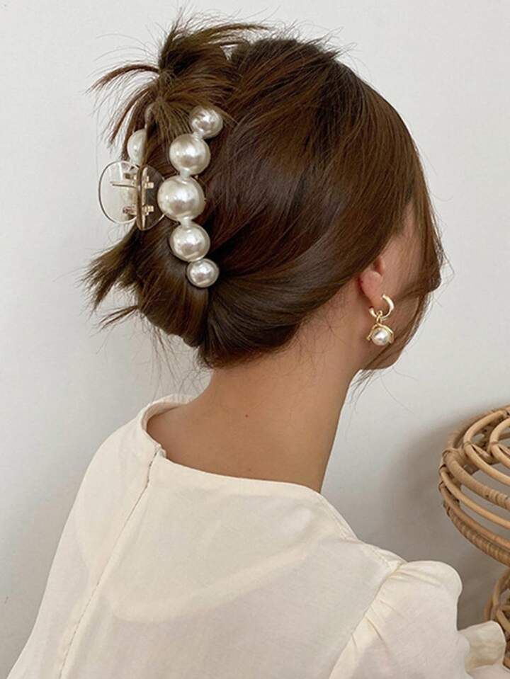 1pc Women Faux Pearl Decor Hair Claw For Daily Life | SHEIN
