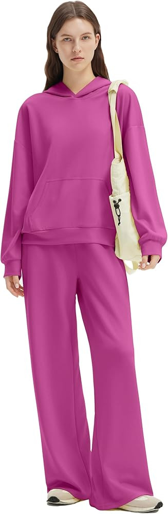 SUUKSESS Women 2 Piece Sets 2025 Oversized Hoodie Sweatshirt Wide Leg Sweatpants | Amazon (US)