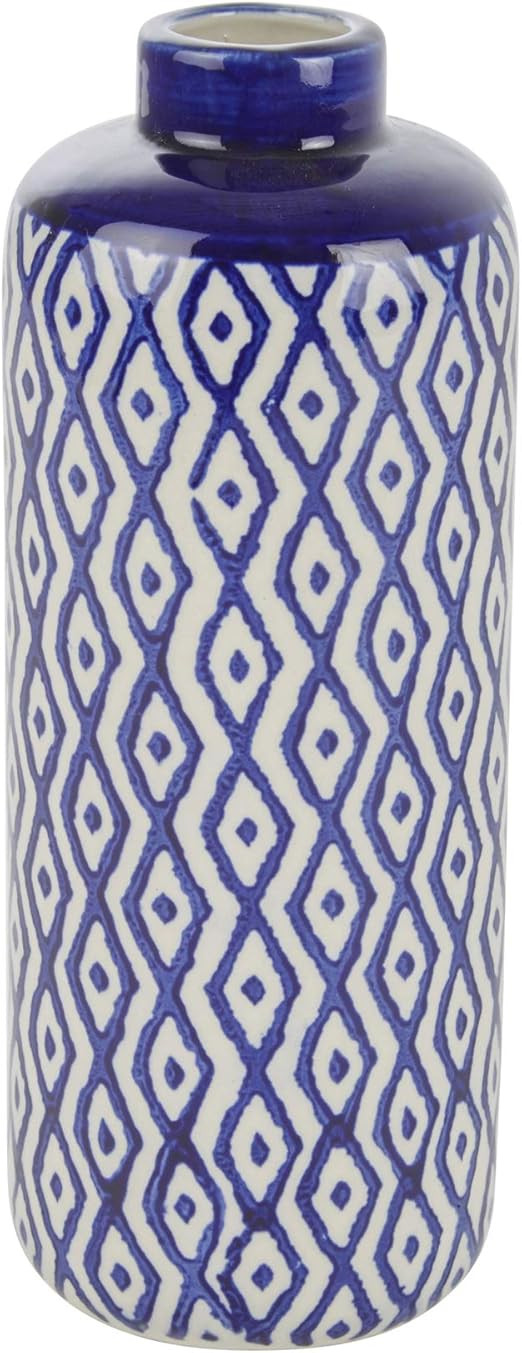 Sagebrook Home 13098-03 Ceramic Vase, 3.25 X 3.25 X 9, Blue/White | Amazon (US)