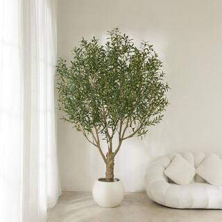 DR.Planzen 8ft.Artificial Olive Tree Indoor/Outdoor, Faux Plant with UV-Resistant in Black Plante... | The Home Depot
