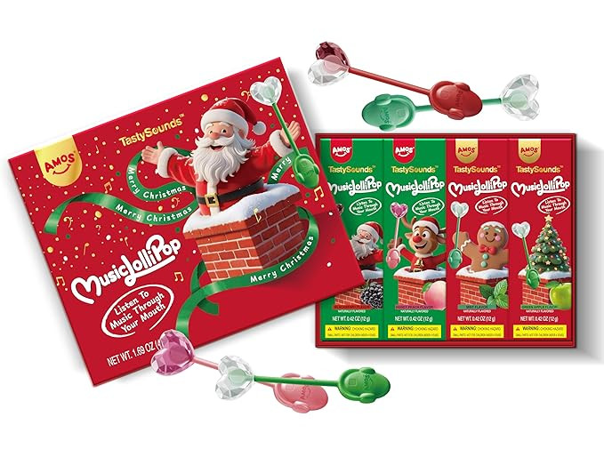 Amos Music Lollipop TastySounds Christmas Edition – Audio Singing Music Lollipop Gift Box, 4-Pa... | Amazon (US)
