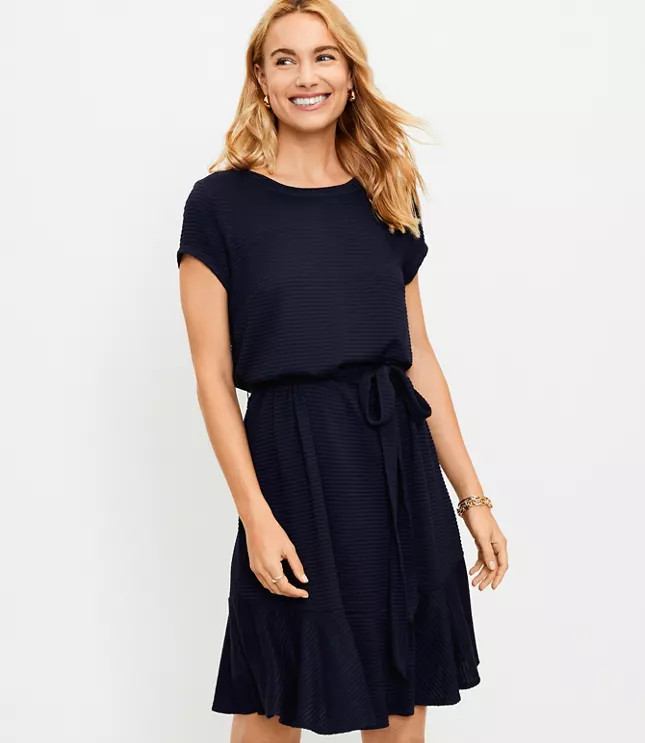 Tie Waist Flounce Dress | LOFT