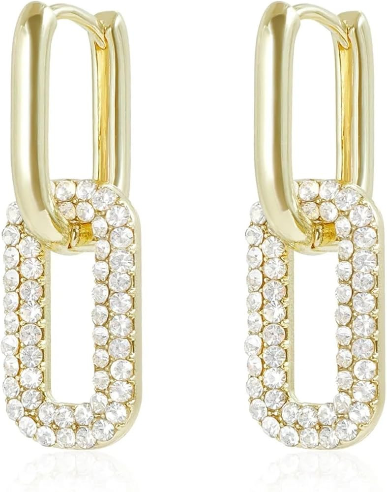 14K Gold Plated Earrings Set, Boho Dangle and Chunky Chain Links, Hypoallergenic Lightweight Stat... | Amazon (US)