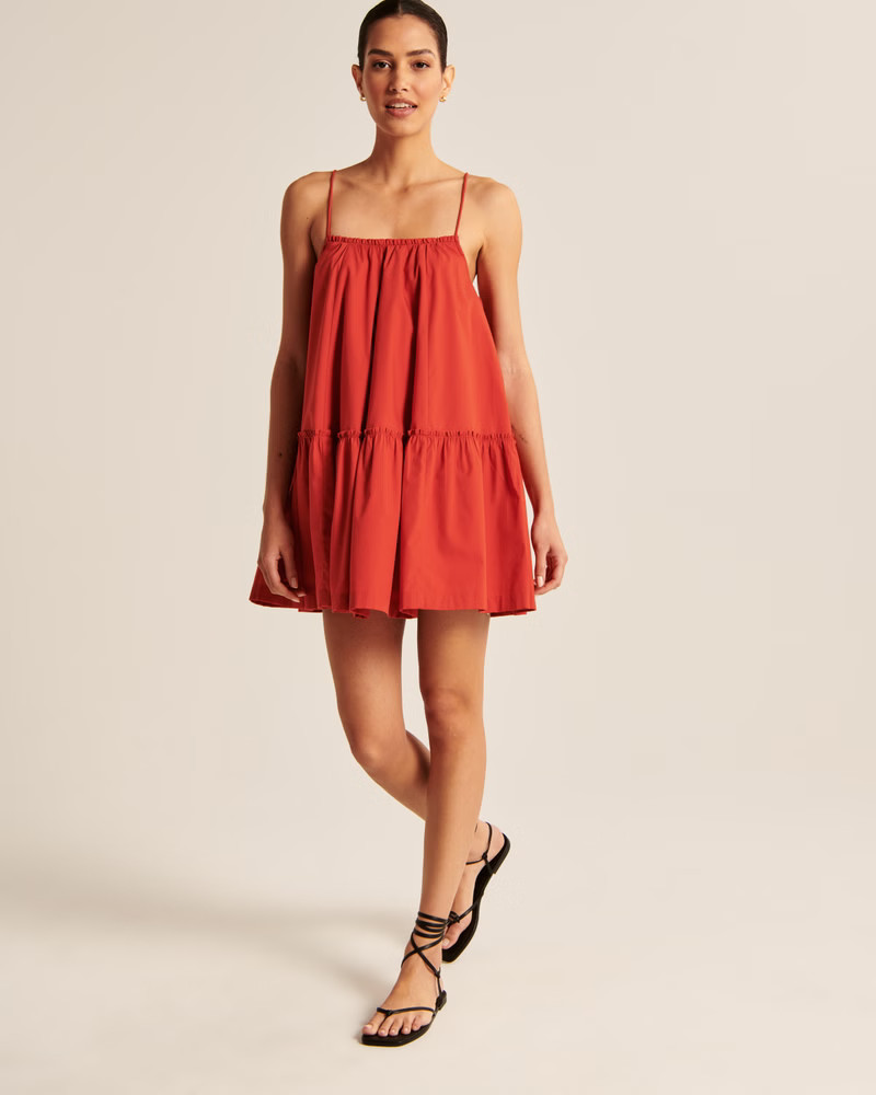 Women's Ruffle Trapeze Mini Dress | Women's New Arrivals | Abercrombie.com | Abercrombie & Fitch (US)