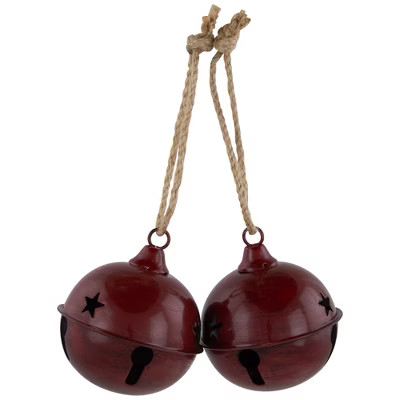 Northlight Antiqued Jingle Bell Christmas Ornaments -  3" - Burgundy - Set of 2 | Target